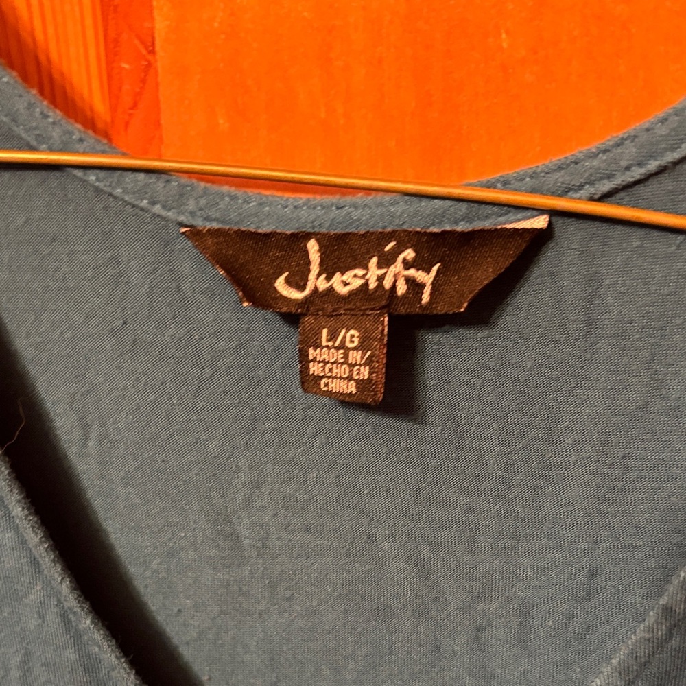 Justify Teal V-Neck Dress with front tie now, large. - Picture 2 of 7